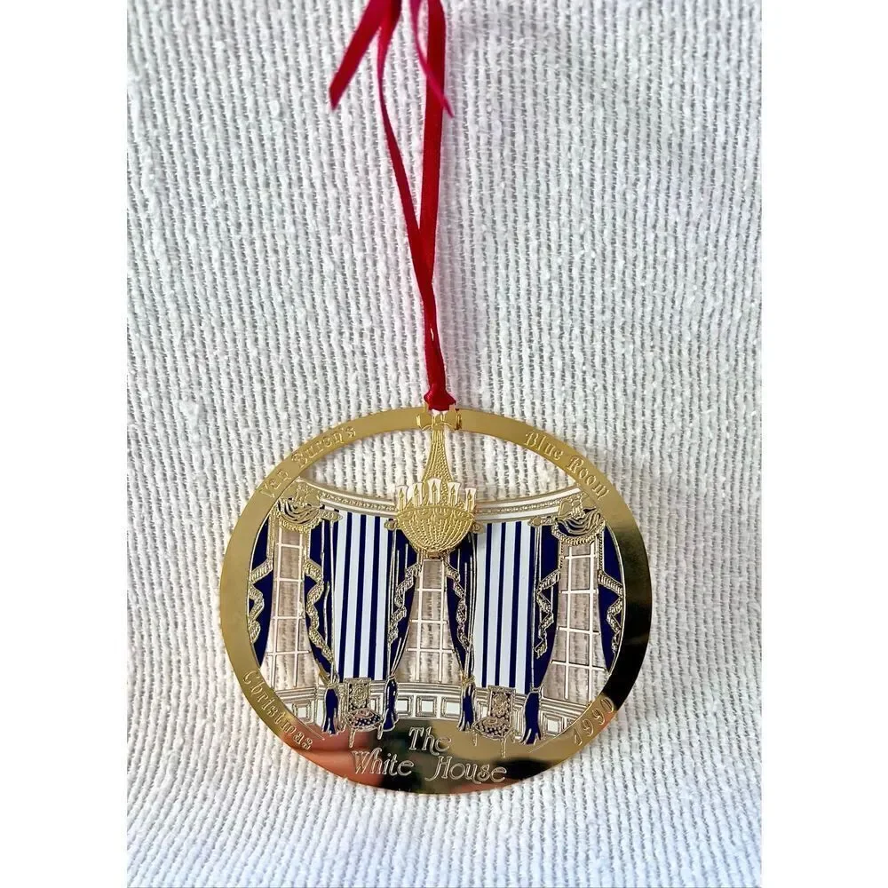 1990 White House Ornament: Martin Van Buren House, Blue Room Gold Brass
